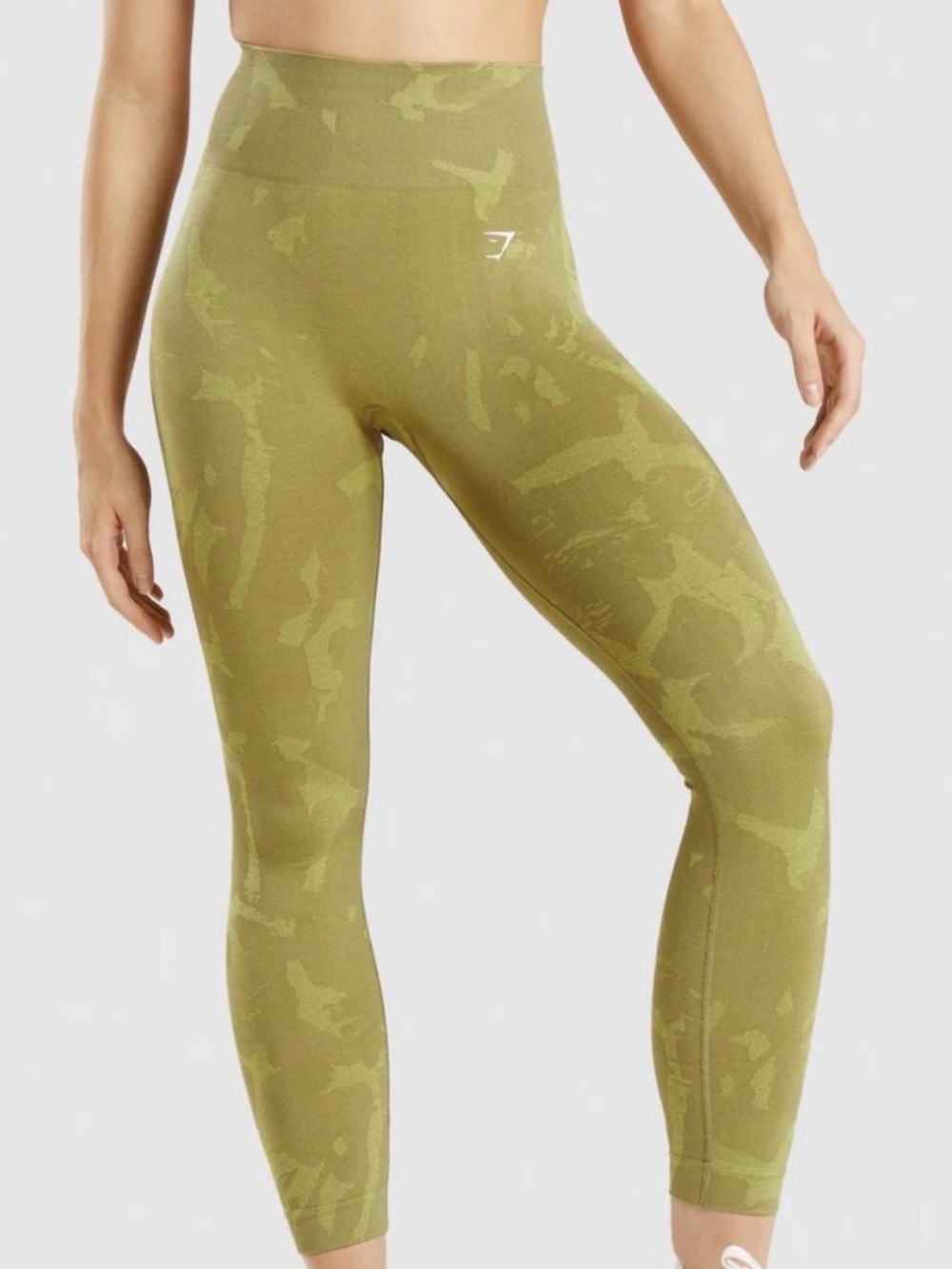 Gymshark Olive Green Camo High-Rise Seamless Leggings